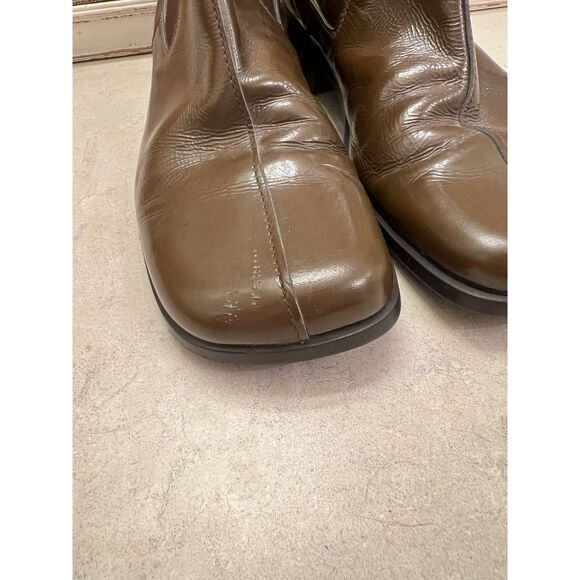MIU MIU by Prada - Brown Patent Chelsea Leather Boots, Size 7 main image 9